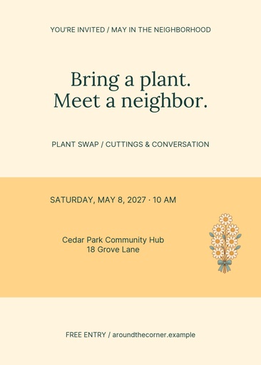 5 × 7 invitation size of Around the Corner