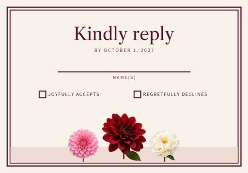 RSVP card size of Burgundy Dahlia Wedding