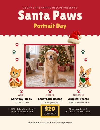 Letter flyer size of Santa Paws Portrait Day