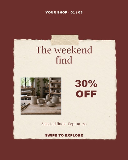 Carousel opening page size of The Weekend Find