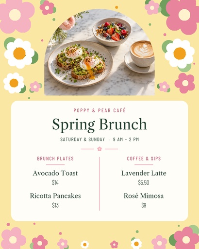 Portrait post size of Spring Brunch Menu