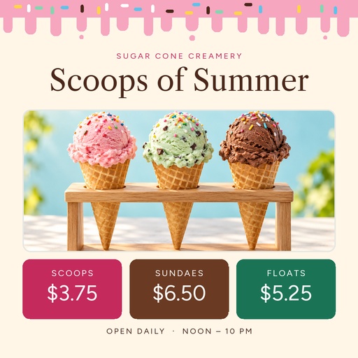 Square post size of Scoops of Summer