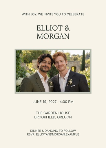 5 × 7 invitation size of Garden Vows