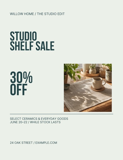 Letter flyer size of Studio Shelf Sale