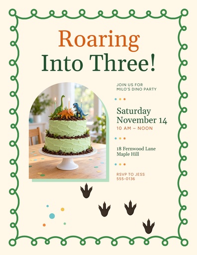 Letter flyer size of Roaring Into Three