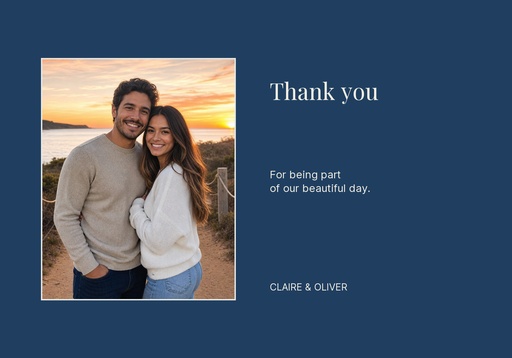 Thank-you card size of Blue Hour Vows