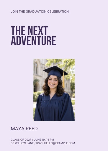 5 × 7 invitation size of Here Comes Your Next Adventure