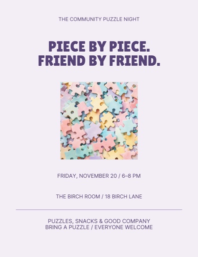 Letter flyer size of The Community Puzzle Night