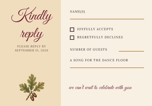 RSVP card size of Vows Among the Vines