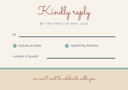 RSVP card size of Barefoot on the Beach