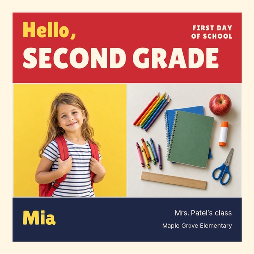 Square post size of Hello, Second Grade