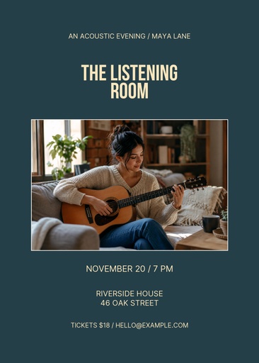 5 × 7 invitation size of The Listening Room
