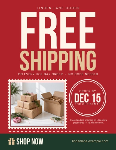 Letter flyer size of Free Holiday Shipping Days