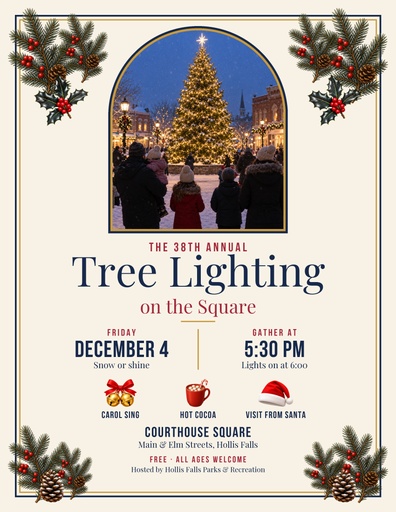 Letter flyer size of Tree Lighting on the Square