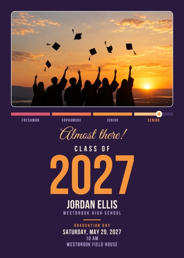 5 × 7 invitation size of Class of 2027, Almost There