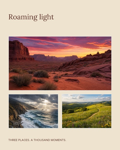 Portrait collage size of Roaming Light